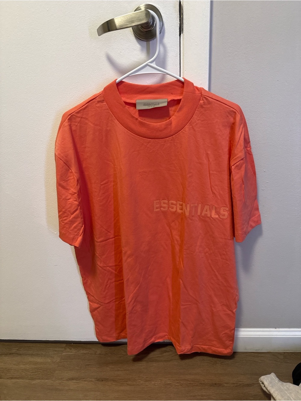 Essentials Men's Coral-Orange Logo Short Sleeve Tee